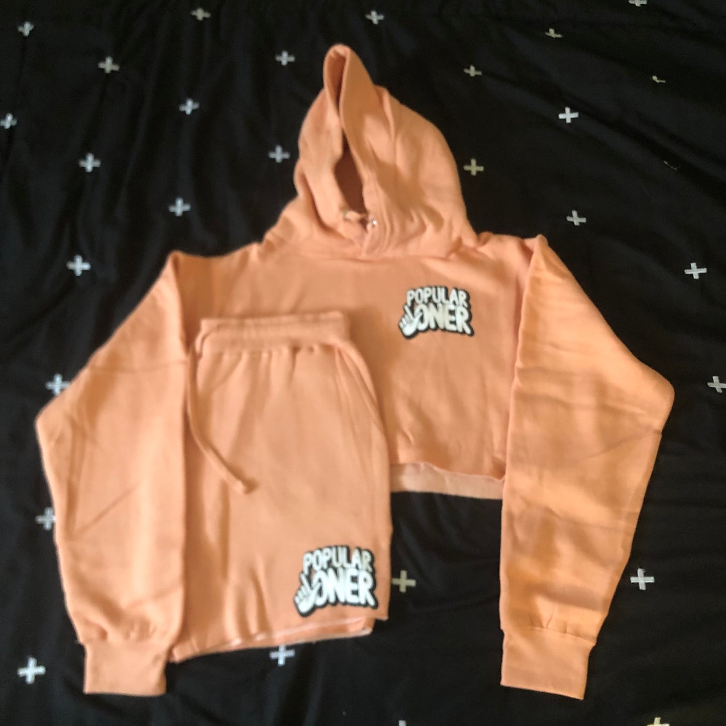 POPULAR LONER WOMENS CROP SHORT SET