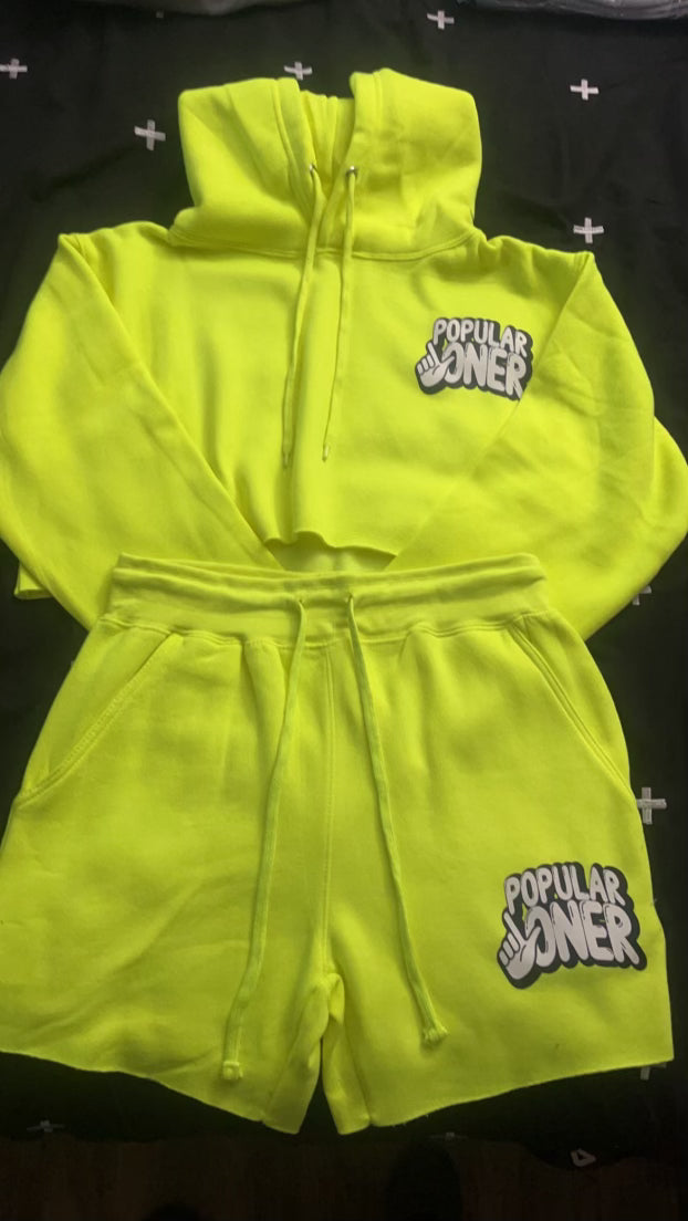 POPULAR LONER WOMENS CROP SHORT SET